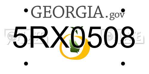 5RX0508 Georgia License Plate