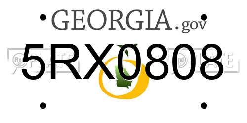 5RX0808 Georgia License Plate