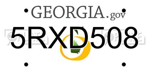 5RXD508 Georgia License Plate