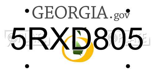 5RXD805 Georgia License Plate