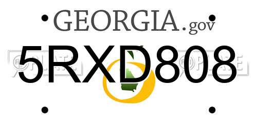 5RXD808 Georgia License Plate