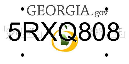 5RXQ808 Georgia License Plate