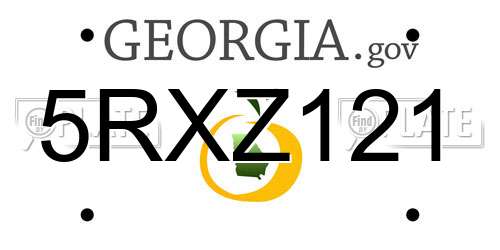 5RXZ121 Georgia License Plate