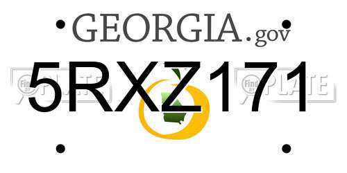 5RXZ171 Georgia License Plate