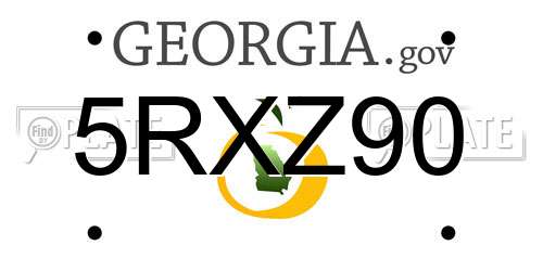 5RXZ90 Georgia License Plate