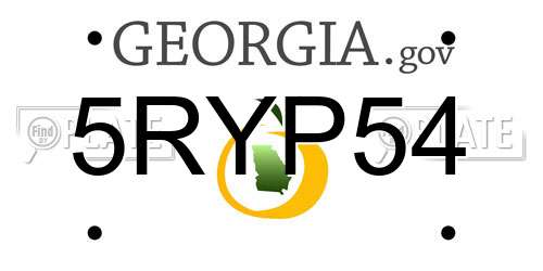 5RYP54 Georgia License Plate