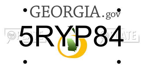 5RYP84 Georgia License Plate