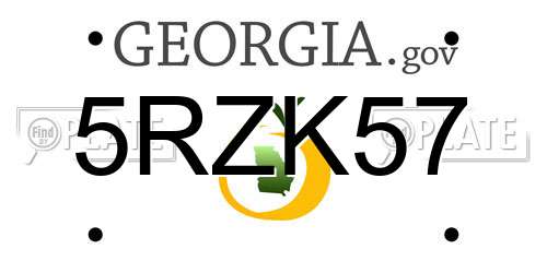 5RZK57 Georgia License Plate