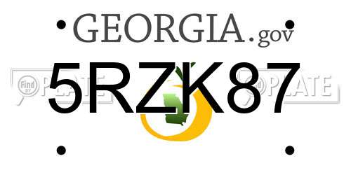 5RZK87 Georgia License Plate