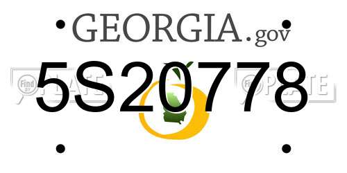 5S20778 Georgia License Plate