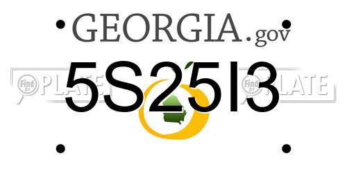 5S25I3 Georgia License Plate