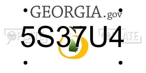 5S37U4 Georgia License Plate