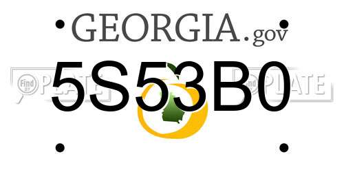 5S53B0 Georgia License Plate