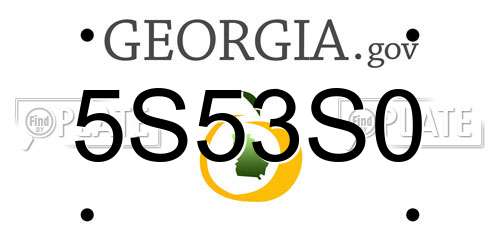 5S53S0 Georgia License Plate