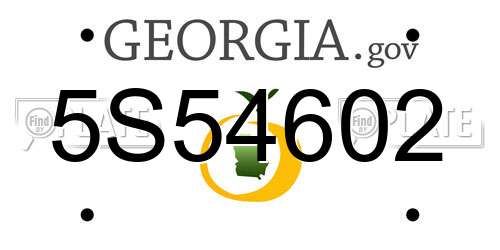 5S54602 Georgia License Plate