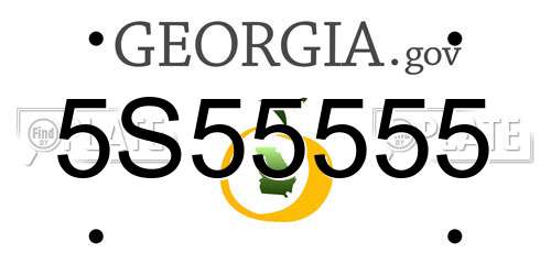 5S55555 Georgia License Plate