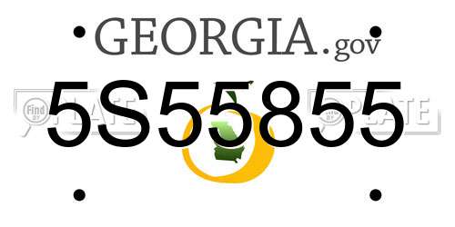 5S55855 Georgia License Plate