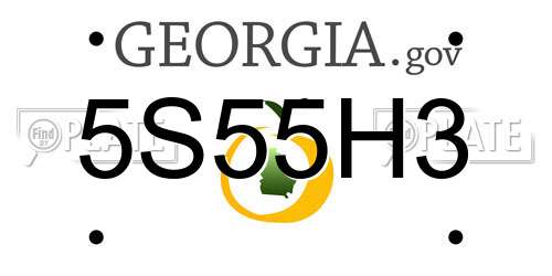 5S55H3 Georgia License Plate
