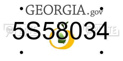 5S58034 Georgia License Plate