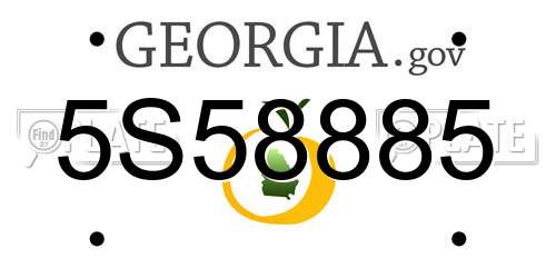 5S58885 Georgia License Plate