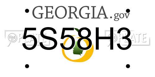5S58H3 Georgia License Plate