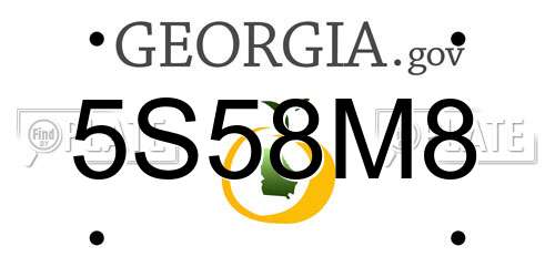 5S58M8 Georgia License Plate