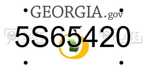 5S65420 Georgia License Plate