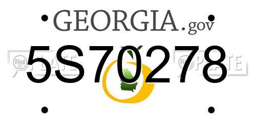 5S70278 Georgia License Plate