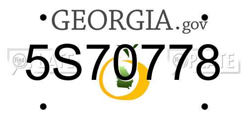 5S70778 Georgia License Plate