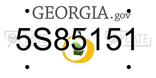 5S85151 Georgia License Plate