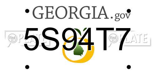 5S94T7 Georgia License Plate