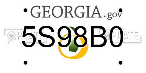 5S98B0 Georgia License Plate