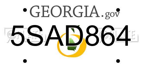 5SAD864 Georgia License Plate