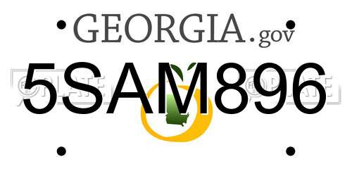 5SAM896 Georgia License Plate