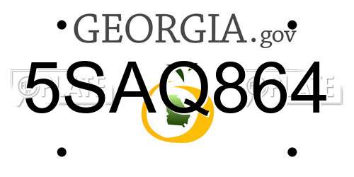 5SAQ864 Georgia License Plate