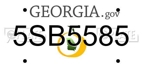 5SB5585 Georgia License Plate
