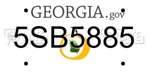 5SB5885 Georgia License Plate