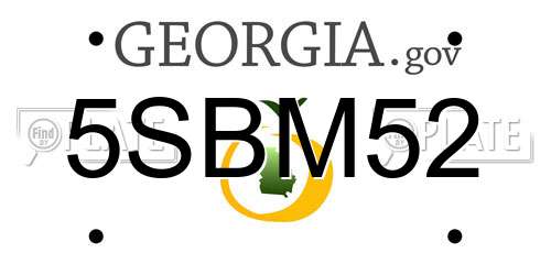 5SBM52 Georgia License Plate