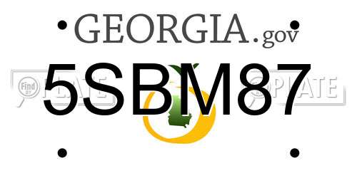 5SBM87 Georgia License Plate