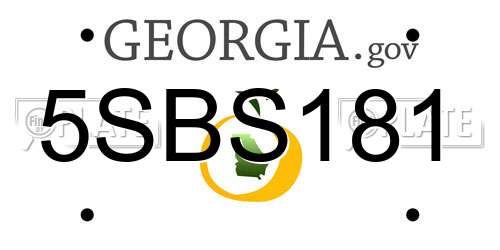 5SBS181 Georgia License Plate
