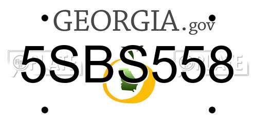 5SBS558 Georgia License Plate