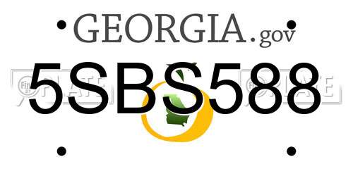 5SBS588 Georgia License Plate