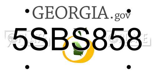5SBS858 Georgia License Plate