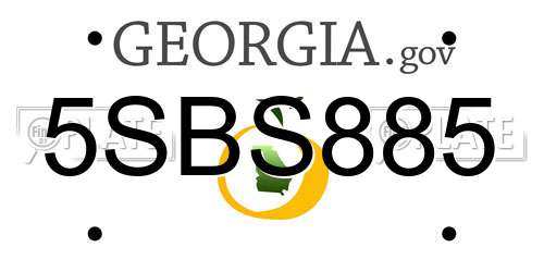 5SBS885 Georgia License Plate
