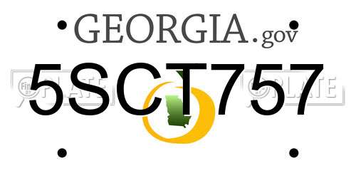 5SCT757 Georgia License Plate