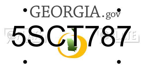 5SCT787 Georgia License Plate