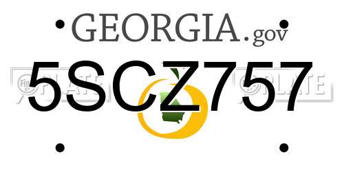 5SCZ757 Georgia License Plate
