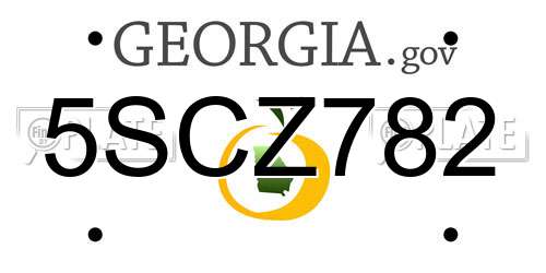 5SCZ782 Georgia License Plate