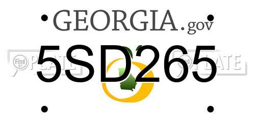 5SD265 Georgia License Plate