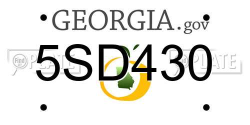 5SD430 Georgia License Plate